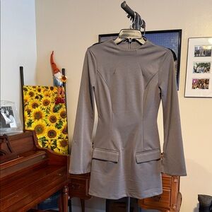Fitted, Long Sleeve Gray Tunic-could be a mini dress